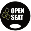 Black round sign with "OPEN SEAT" text | Lollipop Signs