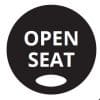 Black round sign with "OPEN SEAT" text | Lollipop Signs