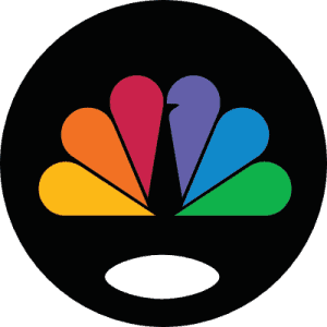 Black round sign with NBC peacock logo | Lollipop Signs