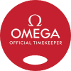 Red round sign with "OMEGA OFFICIAL TIMEKEEPER" text | Lollipop Signs