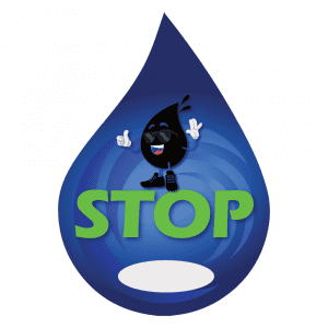 Teardrop-shaped "STOP" sign with a mascot | Lollipop Signs