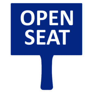 Blue "OPEN SEAT" sign | Lollipop Signs